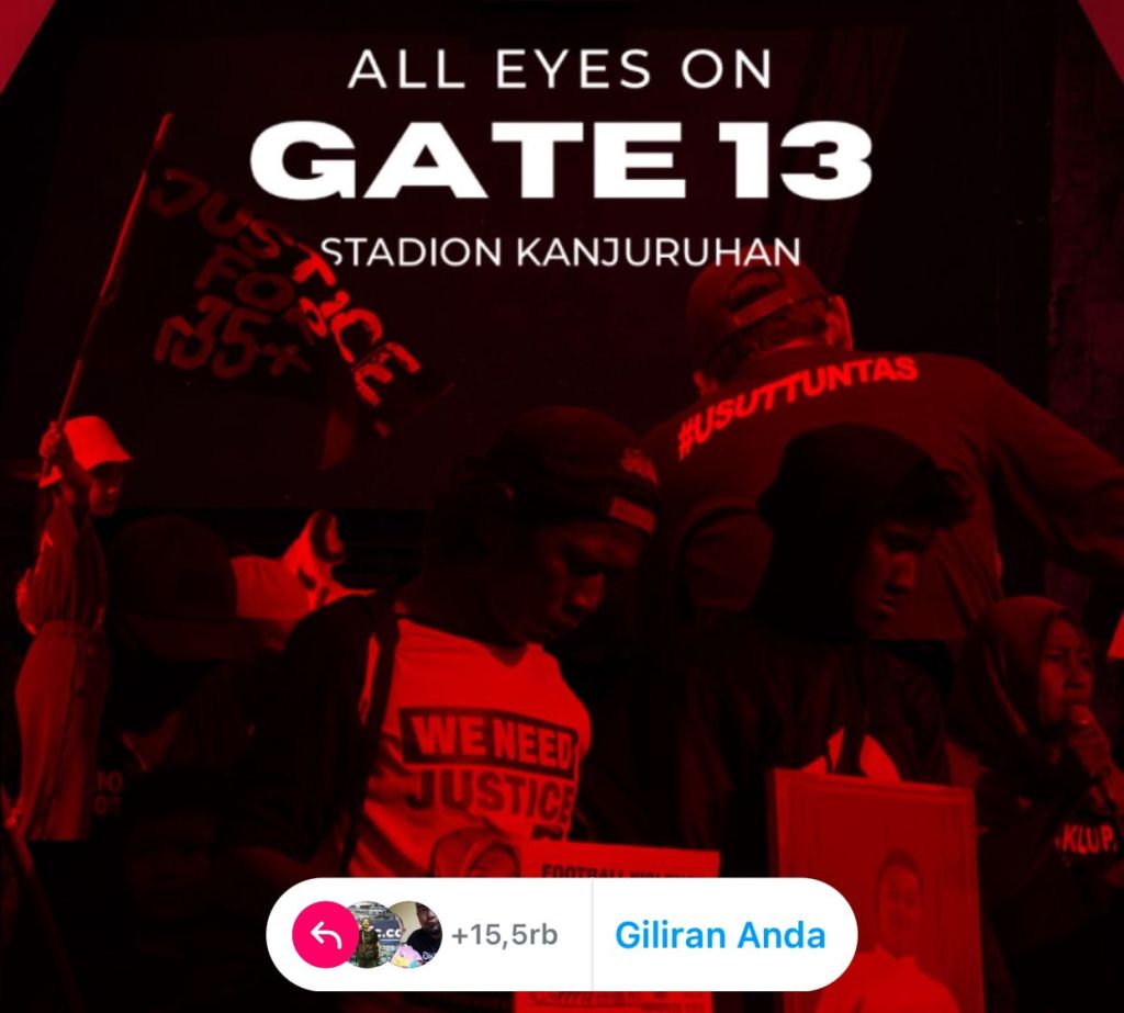 Slogan All Eyes on Gate 13 Stadion Kanjuruhan Ramai di Instagram, Ini Muasalnya